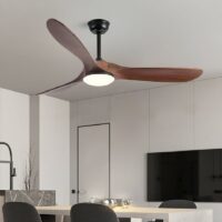 Plafonnier ventilateur en bois foncé EOLE