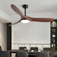 Plafonnier ventilateur en bois foncé EOLE