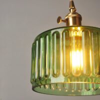Plafonnier vert vintage et rétro en verre EBONIE