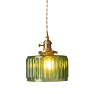 Plafonnier vert vintage et rétro en verre EBONIE