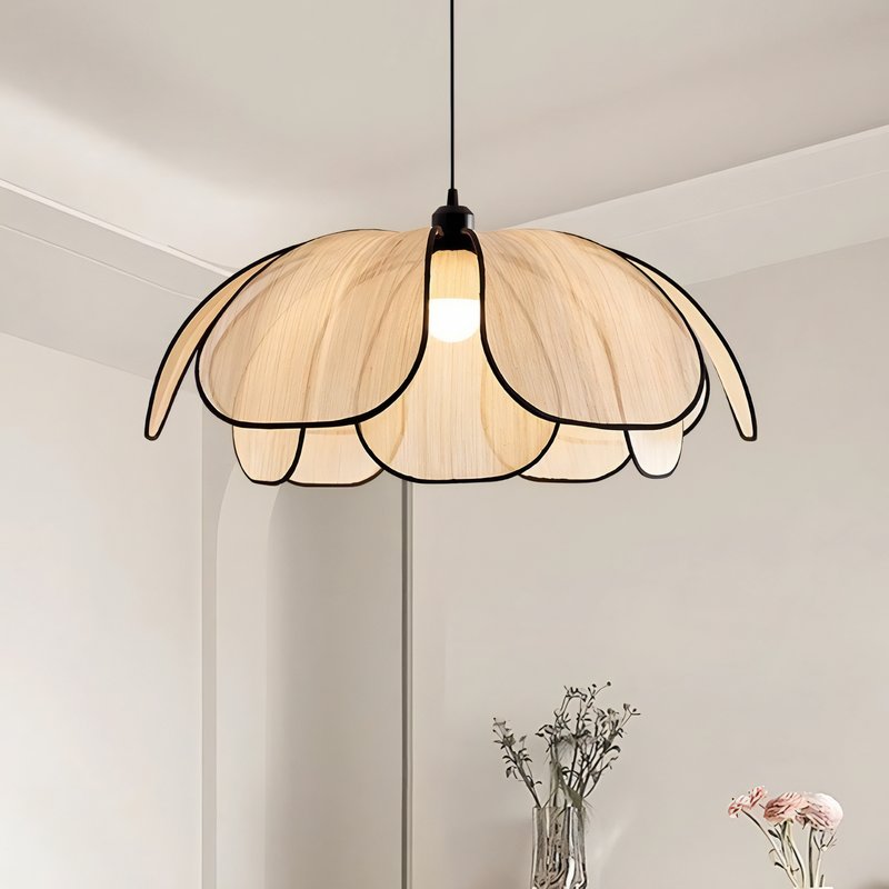 Plafonnier vintage pétale en abaca et métal ECLODYS