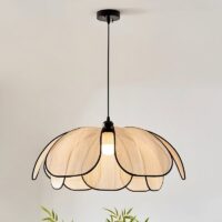 Plafonnier vintage pétale en abaca et métal ECLODYS