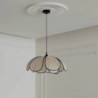 Plafonnier vintage pétale en abaca et métal ECLODYS
