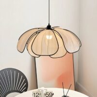 Plafonnier vintage pétale en abaca et métal ECLODYS