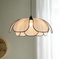 Plafonnier vintage pétale en abaca et métal ECLODYS