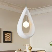 Luminaire plafonnier suspendu design abstrait blanc texturé CHMIL