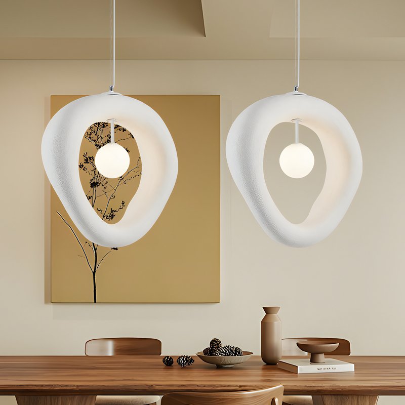 Luminaire plafonnier suspendu design abstrait blanc texturé CHMIL