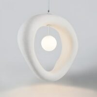 Luminaire plafonnier suspendu design abstrait blanc texturé CHMIL