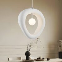Luminaire plafonnier suspendu design abstrait blanc texturé CHMIL