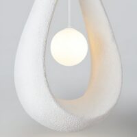 Luminaire plafonnier suspendu design abstrait blanc texturé CHMIL