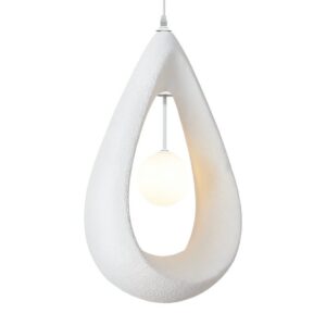 Luminaire plafonnier suspendu design abstrait blanc texturé CHMIL