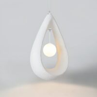 Luminaire plafonnier suspendu design abstrait blanc texturé CHMIL