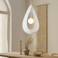 Luminaire plafonnier suspendu design abstrait blanc texturé CHMIL