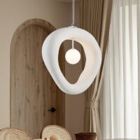 Luminaire plafonnier suspendu design abstrait blanc texturé CHMIL