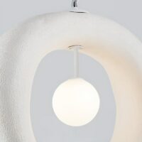 Luminaire plafonnier suspendu design abstrait blanc texturé CHMIL