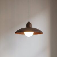 Lustre plafonnier suspendu en verre effet bois nordique ATIS