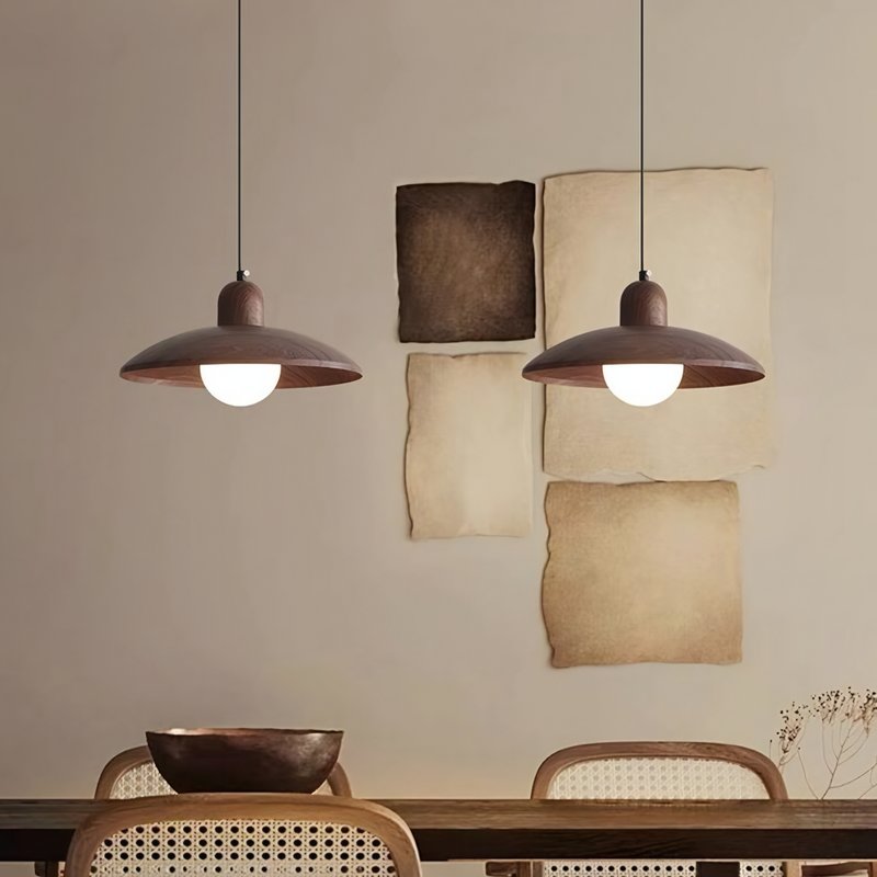 Lustre plafonnier suspendu en verre effet bois nordique ATIS