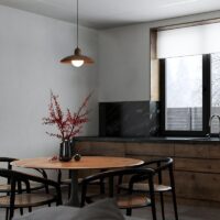Lustre plafonnier suspendu en verre effet bois nordique ATIS
