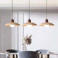Lustre plafonnier suspendu en verre effet bois nordique ATIS