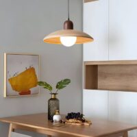 Lustre plafonnier suspendu en verre effet bois nordique ATIS