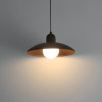 Lustre plafonnier suspendu en verre effet bois nordique ATIS