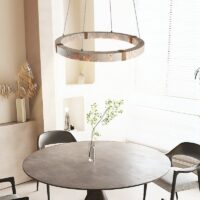 Lustre plafonnier suspendu rond LED effet travertin KIOTO