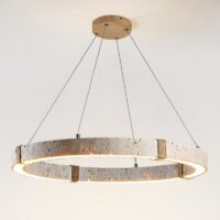 Lustre plafonnier suspendu rond LED effet travertin KIOTO