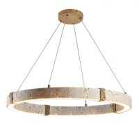 Lustre plafonnier suspendu rond LED effet travertin KIOTO