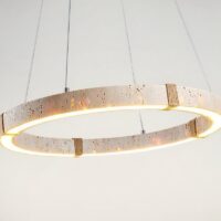 Lustre plafonnier suspendu rond LED effet travertin KIOTO