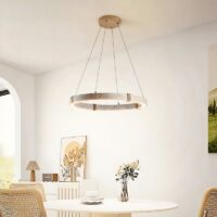 Lustre plafonnier suspendu rond LED effet travertin KIOTO