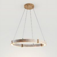 Lustre plafonnier suspendu rond LED effet travertin KIOTO