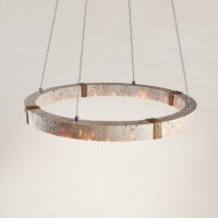 Lustre plafonnier suspendu rond LED effet travertin KIOTO