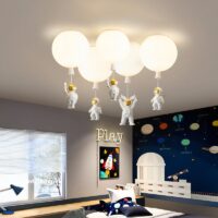 Plafonnier ballon astronaute sphère blanche SPAVEL