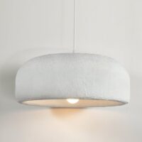 Plafonnier blanc style japonais brut et texturé aspect artisanal ZICCI