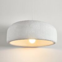 Plafonnier blanc style japonais brut et texturé aspect artisanal ZICCI