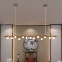 Plafonnier bois flotté effet en résine lustre suspendu WOODI