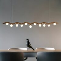 Plafonnier bois flotté effet en résine lustre suspendu WOODI