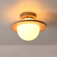 Plafonnier boule en bois style nordique et minimaliste LAMSTICK