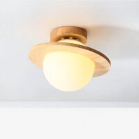 Plafonnier boule en bois style nordique et minimaliste LAMSTICK
