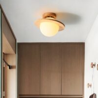 Plafonnier boule en bois style nordique et minimaliste LAMSTICK