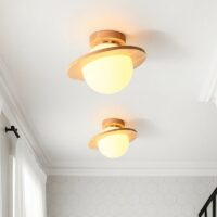 Plafonnier boule en bois style nordique et minimaliste LAMSTICK
