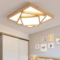 Plafonnier carré LED design abstrait en bois PACO
