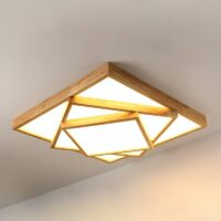Plafonnier carré LED design abstrait en bois PACO
