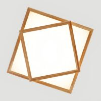 Plafonnier carré LED design abstrait en bois PACO