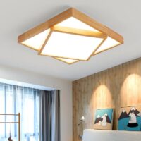 Plafonnier carré LED design abstrait en bois PACO