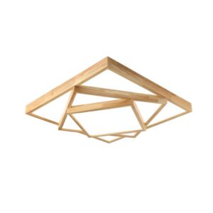 Plafonnier carré LED design abstrait en bois PACO