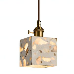Plafonnier carré naturel suspendu design effet pierre RONEO