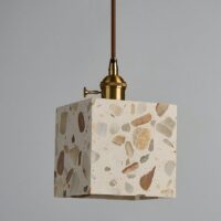 Plafonnier carré naturel suspendu design effet pierre RONEO