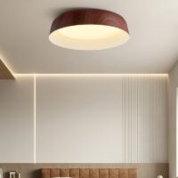 Plafonnier de chambre aspect bois rond lumière réglable
