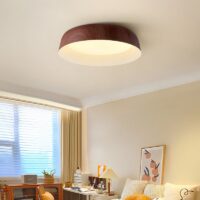 Plafonnier de chambre aspect bois rond lumière réglable